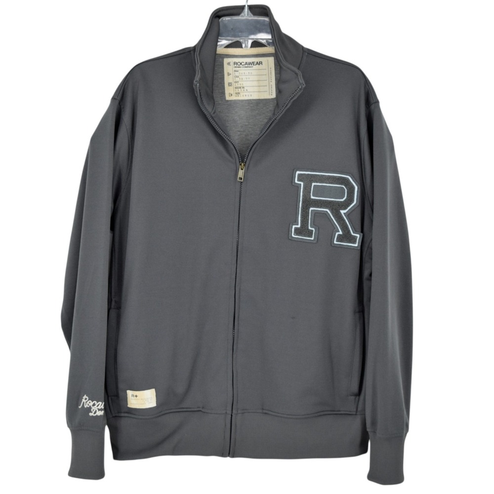 Rocawear Track Jacket Men's 2XL Gray Varsity Master Builders Vtg Y2K Streetwear